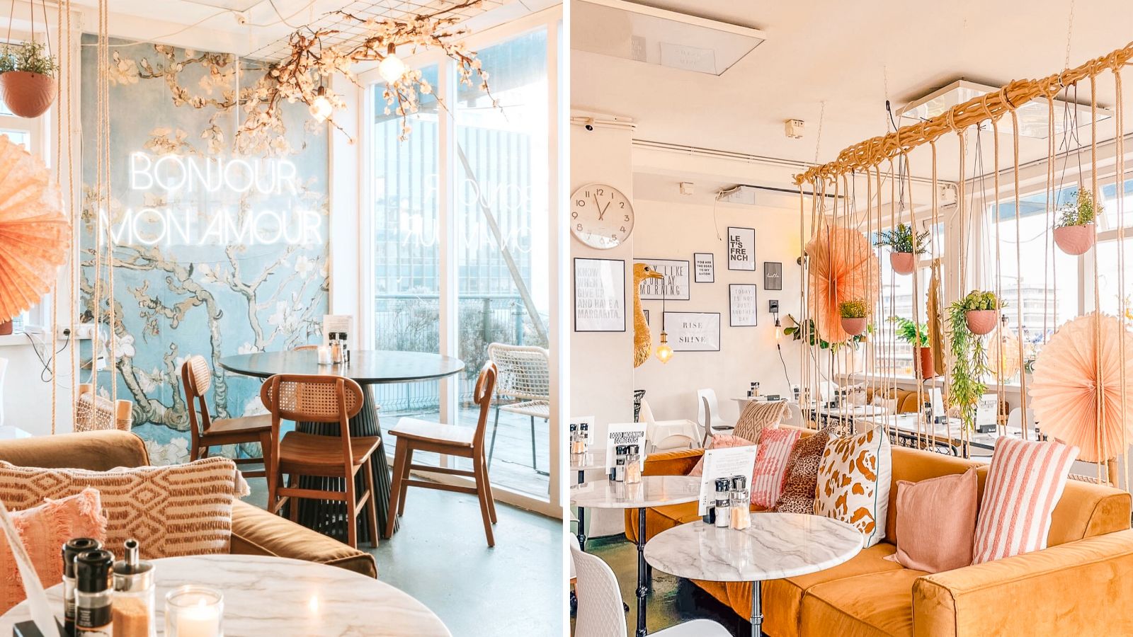 Interieurdetails van de locatie in Rotterdam Schiekade, met Teds-lijfspreuk: bonjour mon amour